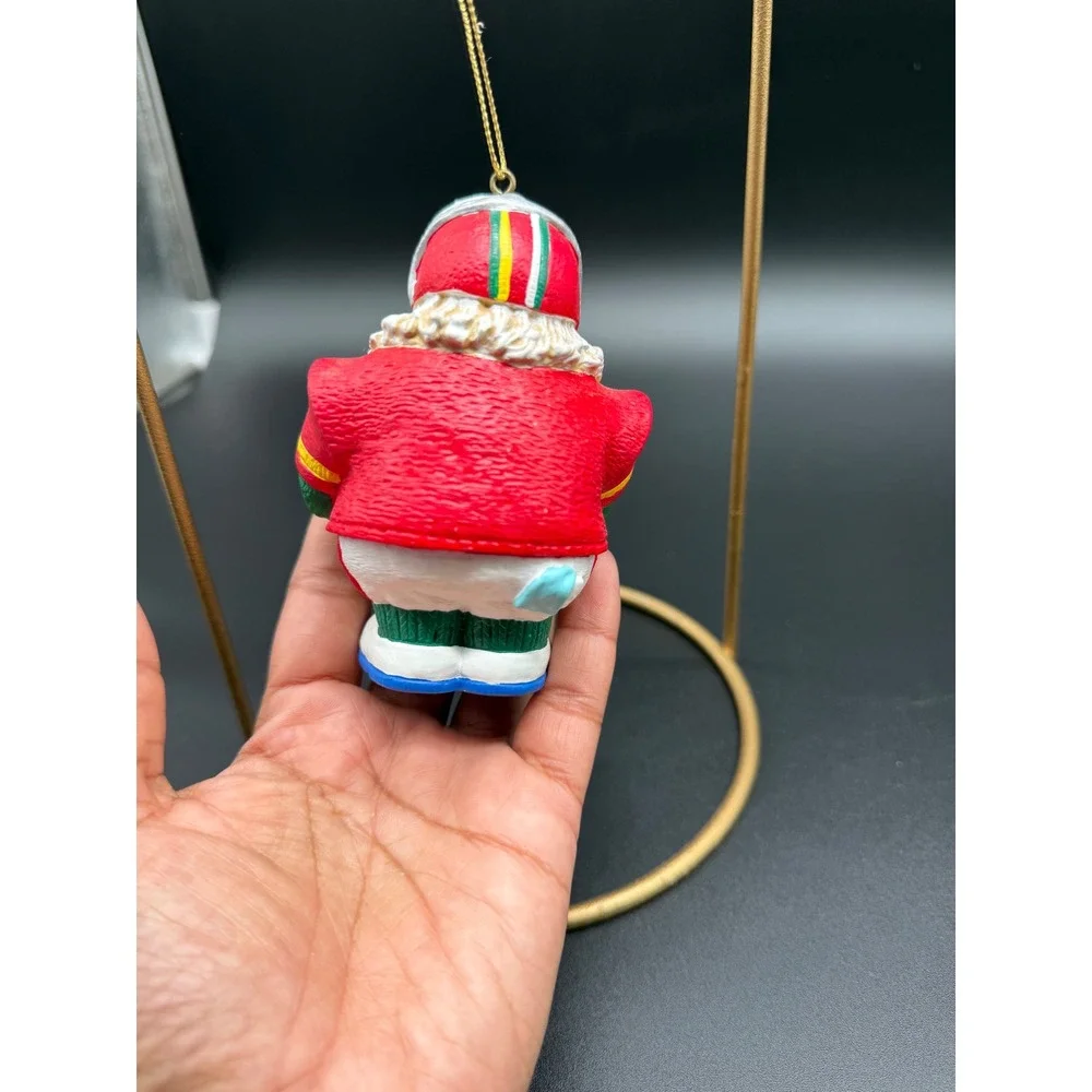 Santa‎ Claus Football Player Christmas Ornament Red Jersey #25 Sports Decor 3.5